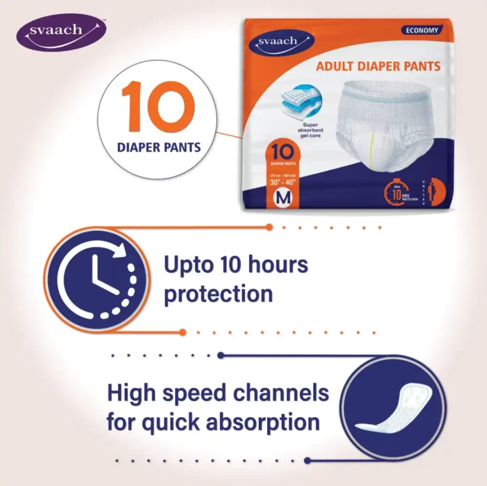 Svaach Adult Diaper pant highlight on duration