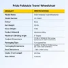 Frido Foldable Travel Wheelchair AP-FNN01 dimensions and specifications