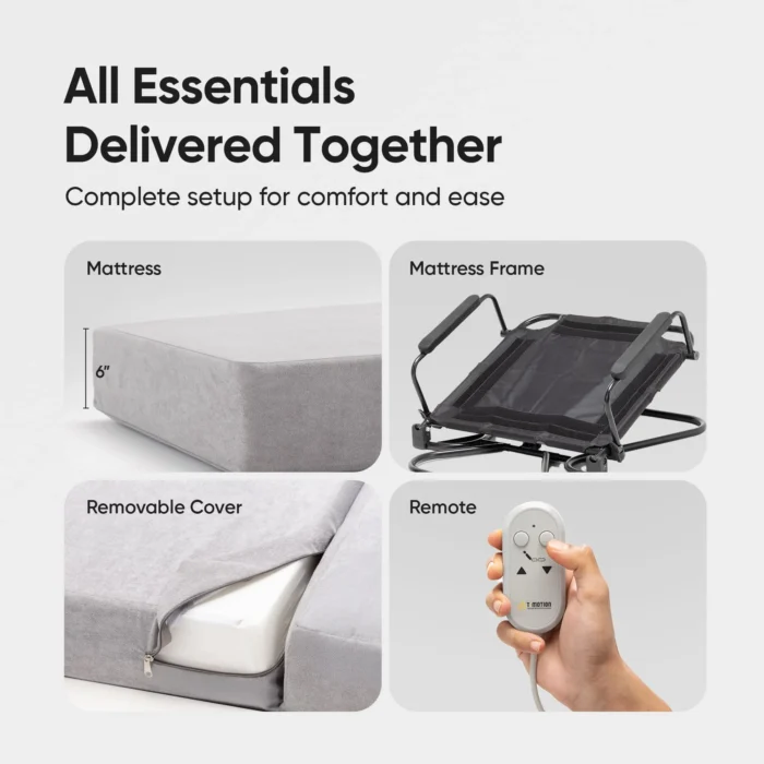 Frido recliner mattress with 6 inch mattress frame removable cover and remote