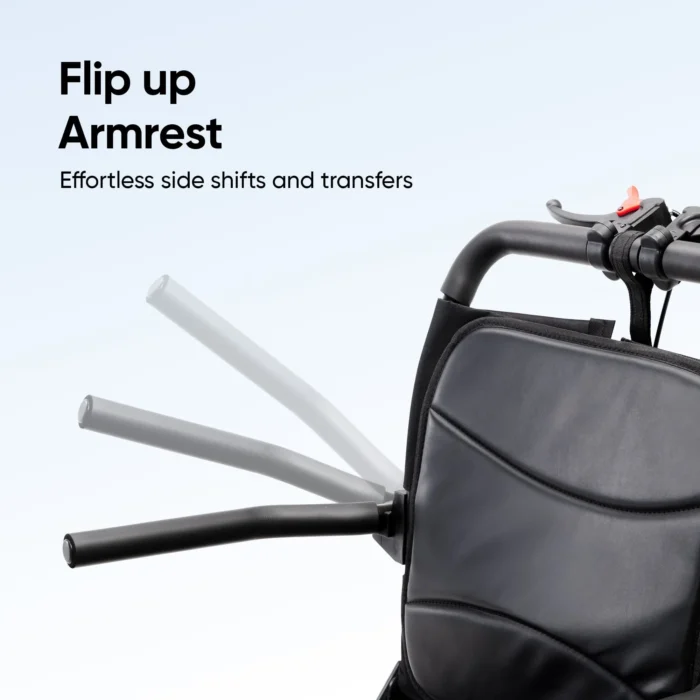 Frido Foldable Travel Wheelchair flip-up armrest for easy transfer